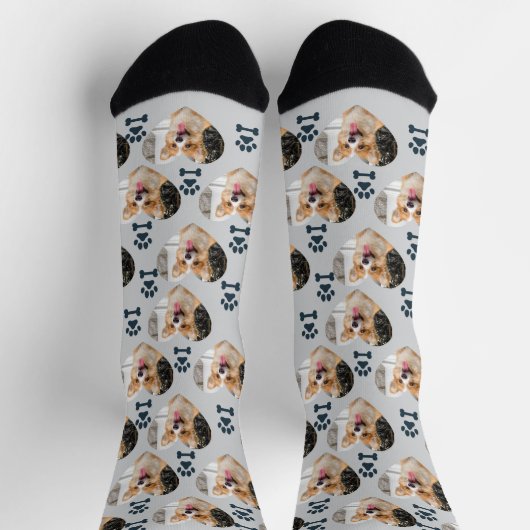 Custom Pet Photo and  Paw Prints Socks ソックス (上部)