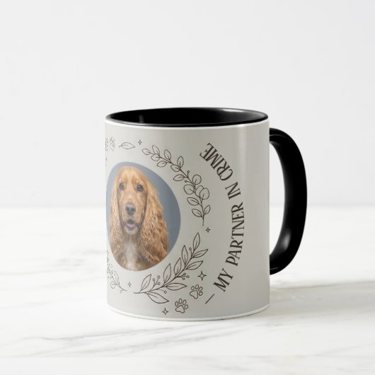 Custom Pet Photo Art Gold Elegant Frame Coffee Mug マグカップ (正面右)