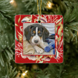 Custom Pet Photo Beach Christmas セラミックオーナメント<br><div class="desc">Create a lovely keepsake holiday ornament for your pet with this beach themed ornament. Your pet's square photo is framed with seashells,  a seahorse and sea plants. The back of the ornament has a text template to personalize with your desired text.</div>