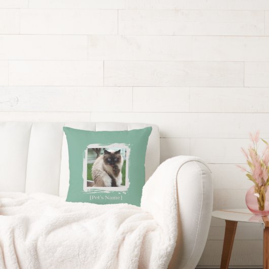 Custom Pet Photo Brushstroke Pillow | Home Décor クッション (ソファ)