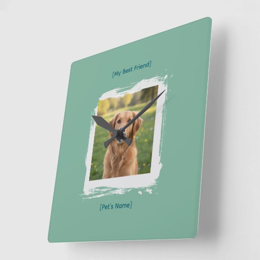 Custom Pet Photo Brushstroke Wall Clock スクエア壁時計 (傾斜)