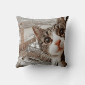 Custom Pet Photo Cat Peeking with London Big  クッション (裏面)