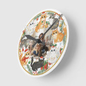 Custom Pet Photo Christmas Cat Wall Clock ラウンド壁時計 (傾斜)