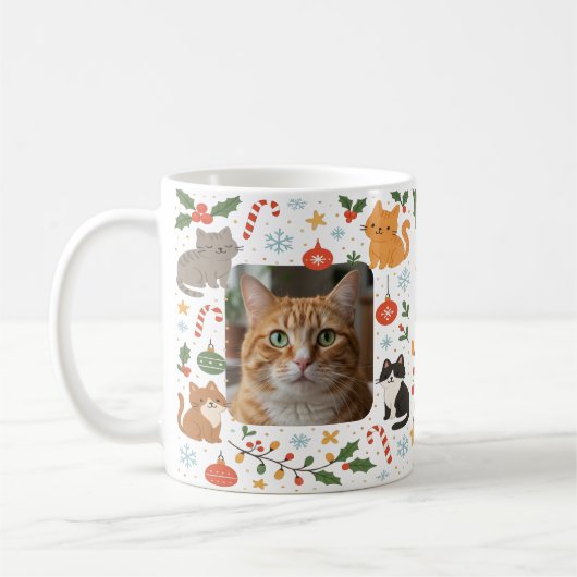 Custom Pet Photo Christmas Mug Gift for Pet Lovers コーヒーマグカップ (左)