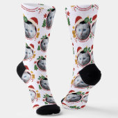 Custom Pet Photo Christmas Pattern Fun Socks ソックス (傾斜あり)