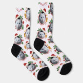 Custom Pet Photo Christmas Pattern Fun Socks ソックス (右)