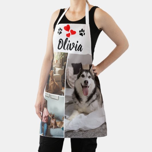 Custom Pet Photo Collage & Name Apron エプロン (インサイチュ)