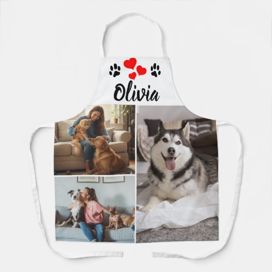 Custom Pet Photo Collage & Name Apron エプロン (正面)