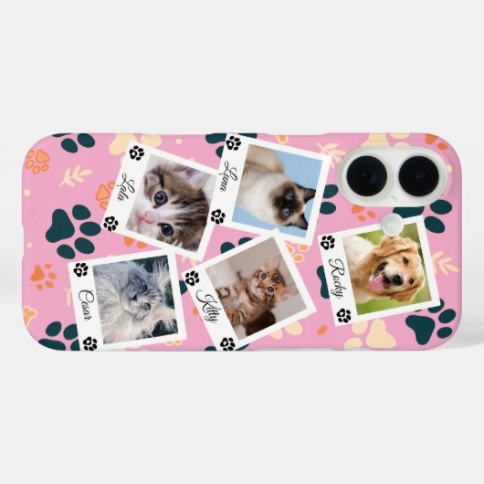 Custom Pet Photo Collage Phone Case with Names Case-Mate iPhoneケース (裏面 (横))
