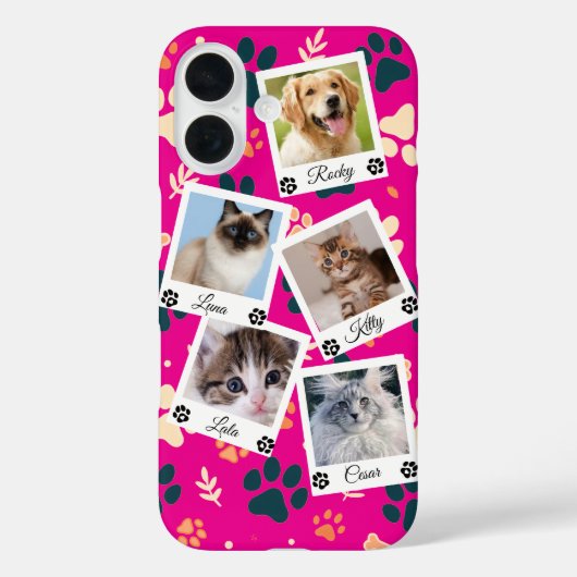 Custom Pet Photo Collage Phone Case with Names  Case-Mate iPhoneケース (裏面)