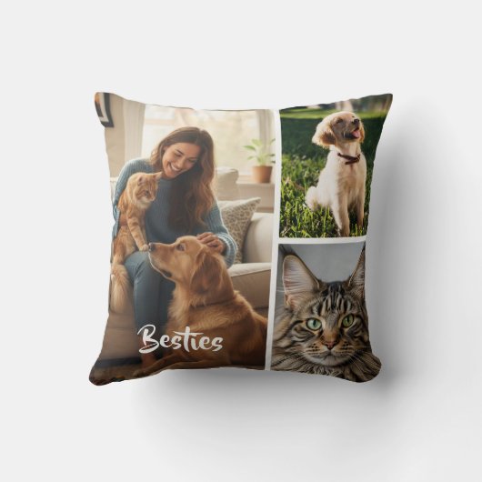 Custom Pet Photo Collage Pillow クッション (裏面)