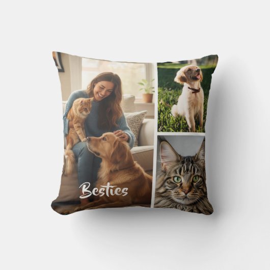 Custom Pet Photo Collage Pillow クッション (正面)
