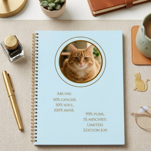 Custom Pet Photo Ginger Cat Personalized Notebook ノートブック