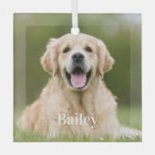 Custom Pet Photo Modern Simple Dog Lover ガラスオーナメント (正面)