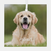 Custom Pet Photo Modern Simple Dog Lover ガラスオーナメント (裏面)