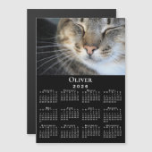 Custom Pet Photo Name 2026 Calendar Black Magnet (正面/裏面)