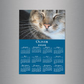 Custom Pet Photo Name 2026 Calendar Blue Magnet