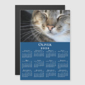 Custom Pet Photo Name 2026 Calendar Blue Magnet (正面/裏面)