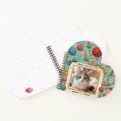 Custom Pet Photo & Name Cute Cat Toy Pattern Noteb ノートブック (内部)