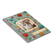 Custom Pet Photo & Name Cute Cat Toy Pattern Noteb ノートブック (右側)