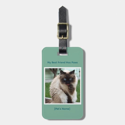 Custom Pet Photo & Name Double Sided ラゲッジタグ (正面縦)