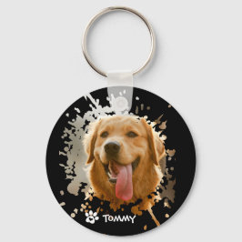 Custom Pet Photo & Name Metal Circle Keychain キーホルダー
