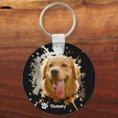 Custom Pet Photo & Name Metal Circle Keychain キーホルダー (正面)