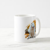 Custom Pet Photo & Name Modern Brushstroke Mug コーヒーマグカップ (正面右)