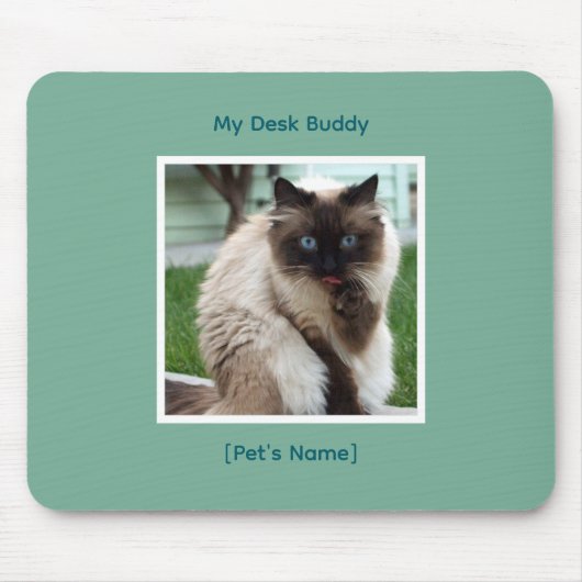 Custom Pet Photo & Name Mousepad | Desk Buddy マウスパッド (正面)