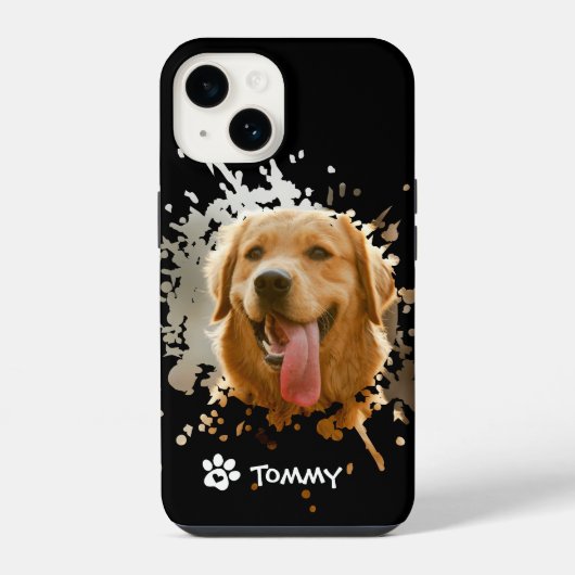 Custom Pet Photo & Name Phone Case – Modern Design iPhoneケース (裏面)