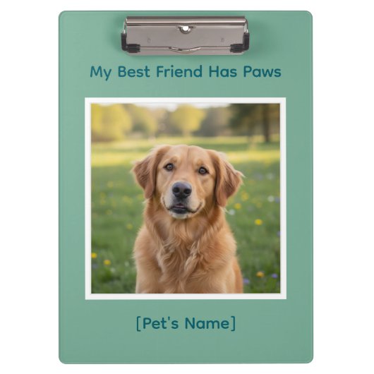 Custom Pet Photo & Name, school & work クリップボード (正面)