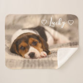 Custom Pet Photo & Name Sherpa Blanket シェルパブランケット (正面(横))
