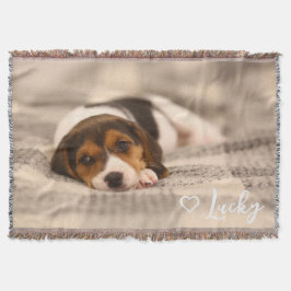 Custom Pet Photo & Name Throw Blanket スローブランケット