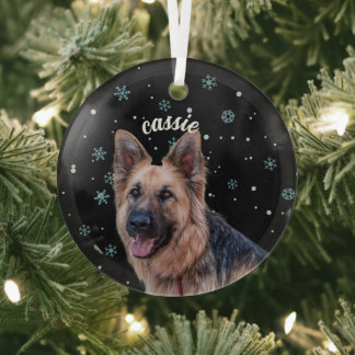 Custom Pet Photo Ornament - Personalized Snowflake ガラスオーナメント