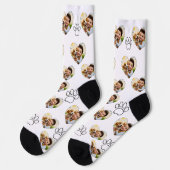 Custom Pet Photo & Paw Prints Black Socks ソックス (左)