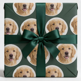 Custom Pet Photo | Personalized Forest Green Gift  ラッピングペーパー