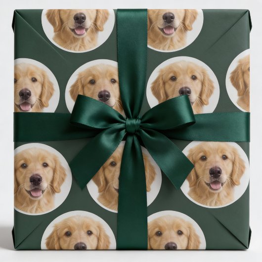 Custom Pet Photo | Personalized Forest Green Gift  ラッピングペーパー