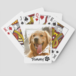Custom Pet Photo Playing Cards with Name – White  トランプ