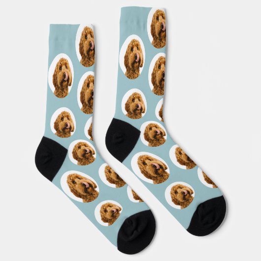 Custom Pet Photo Socks | Personalized Dog Face  ソックス (右)