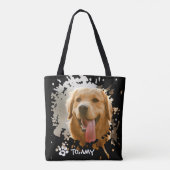 Custom Pet Photo Tote Bag with Name –Black & White トートバッグ (裏面)