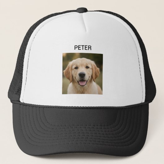 Custom Pet Photo Trucker Hat Personalized Dog キャップ (正面)