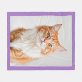 Custom Pet Photo Violet Cat Dog Pictures フリースブランケット (正面(横))