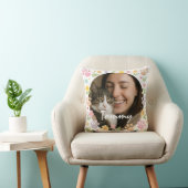 Custom Pet Photo with Name | Paw Prints & Floral クッション (椅子)