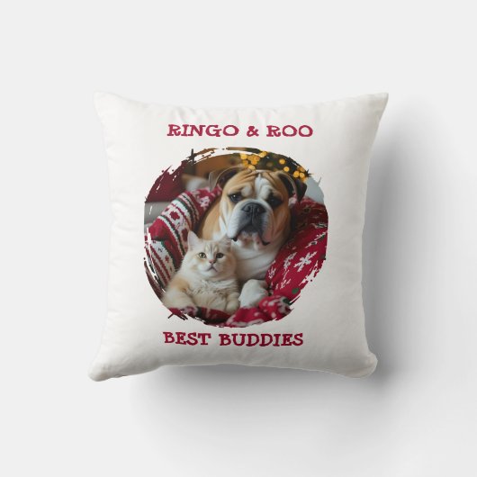 Custom Pet Pillow Best Buddies Cat Dog Names Gift クッション (裏面)