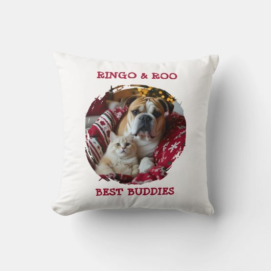 Custom Pet Pillow Best Buddies Cat Dog Names Gift クッション (正面)