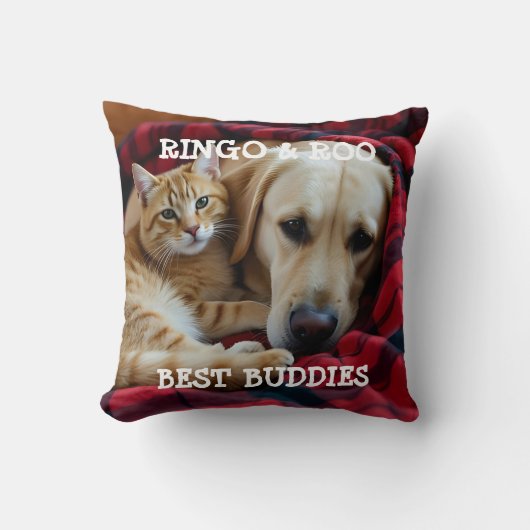 Custom Pet Pillow Best Buddies Cat Dog Names Gift クッション (正面)