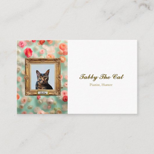 Custom Pet Portrait Business Card – Cat in a Frame 名刺 (正面)