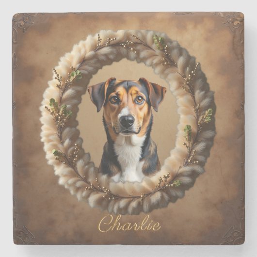 Custom Pet Portrait – Just Upload a Simple Photo ストーンコースター (正面)