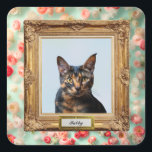 Custom Pet Portrait Label – Your Cat in a Frame スクエアシール<br><div class="desc">Replace the photo and nameplate text to create a custom Label featuring your cat, dog, or even yourself! Designed like a framed painting, this Label turns any photo into a charming little masterpiece—with a personalized name right on the frame. Just upload your favorite image and edit the name to make...</div>