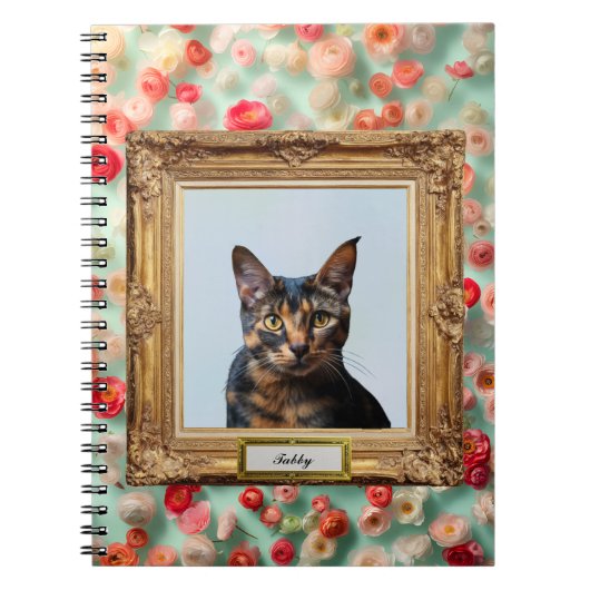 Custom Pet Portrait Notebook – Your Cat in a Frame ノートブック (正面)